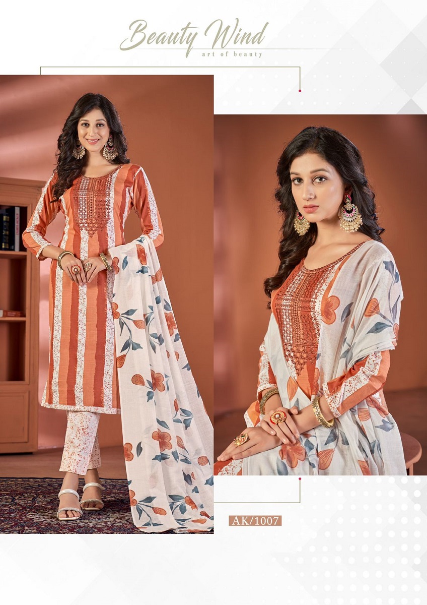 Al Karam Heritage Self Embroidery Karachi Cotton Dress Material